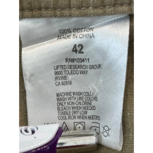 Lr Geans 100% Cotton men's khaki cargo shorts 42 - Picture 4 of 9